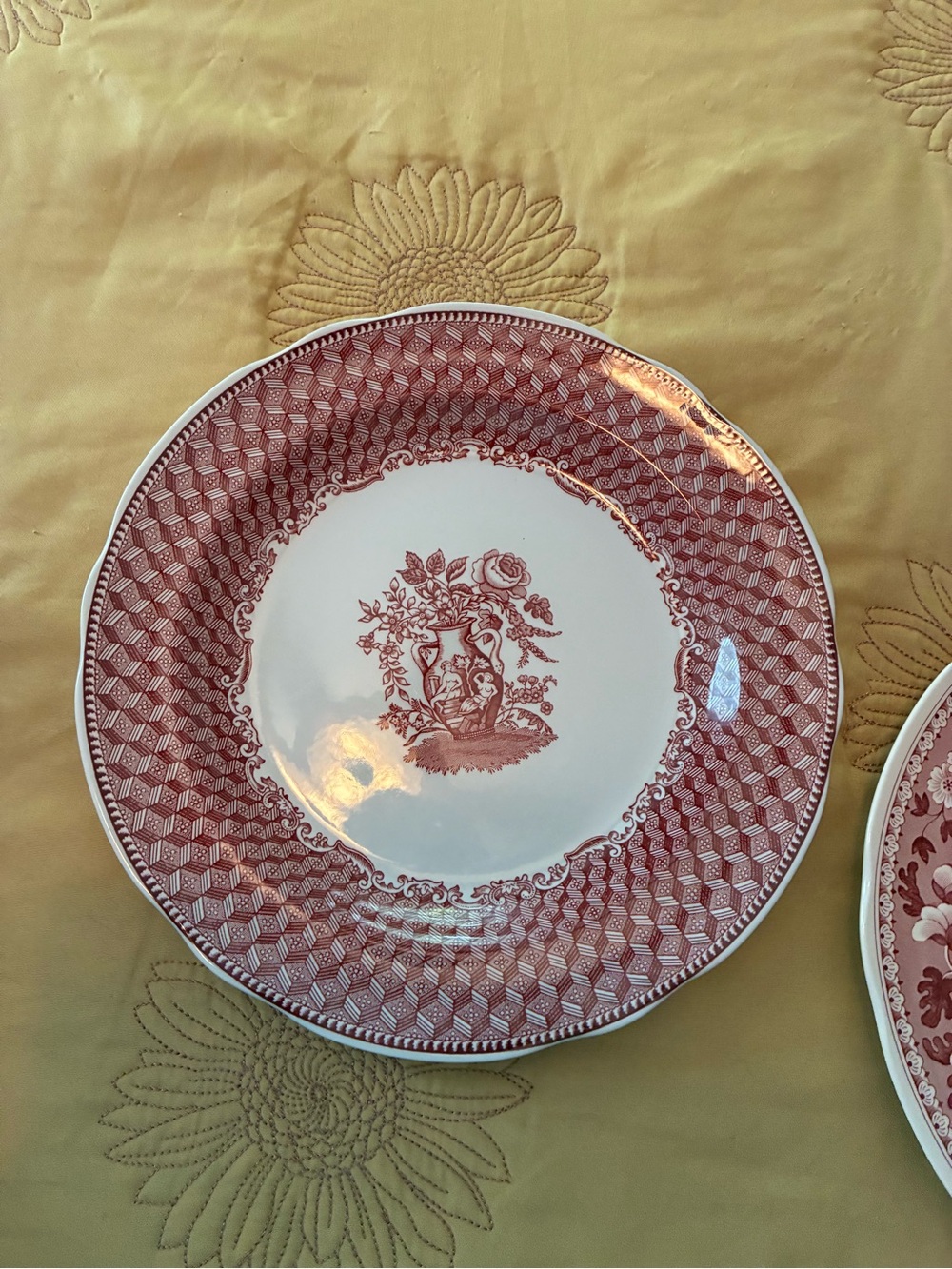 Spode Red Transferware Dinner Plate with Portland Vase design